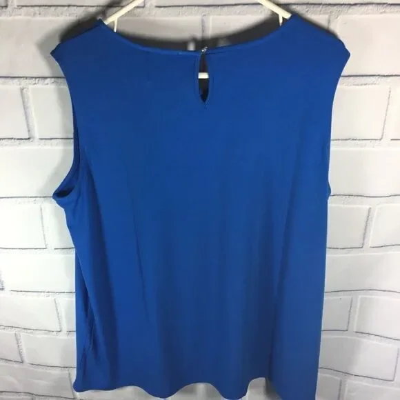 Carmen Marc Valvo Womens Blue Sleeveless Top 1X - Picture 2 of 4